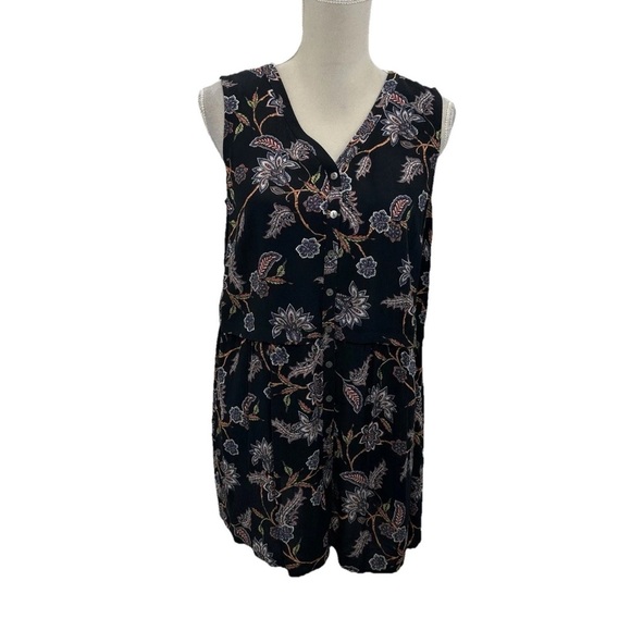 J.Jill Button Shirt Dress Women’s Small Sleeveless Floral Paisley Black Top - Picture 1 of 7